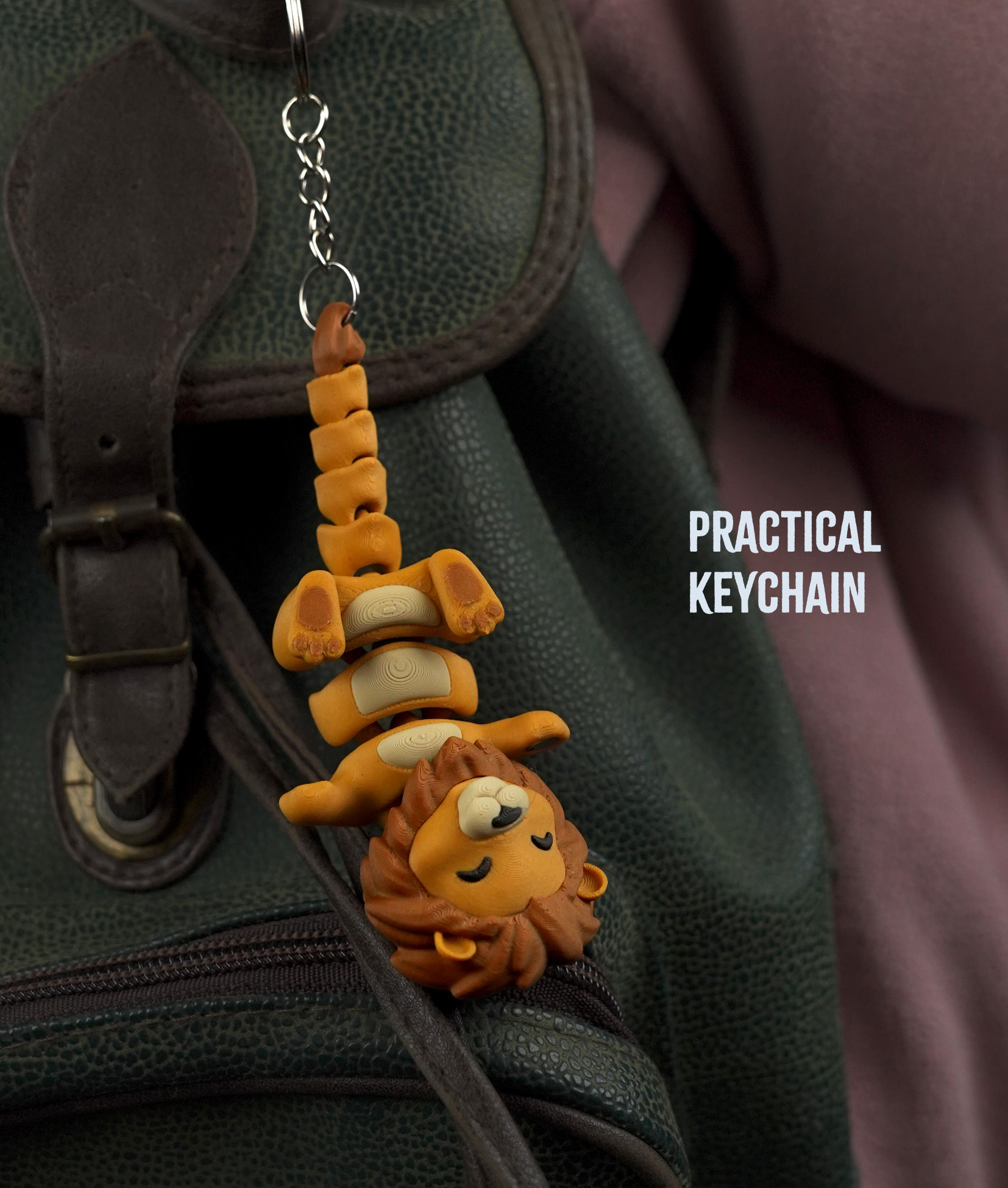 Luis, the Flexi Lion - Magnetic Hand-Holding Companion 3D 3MF Model — view 6