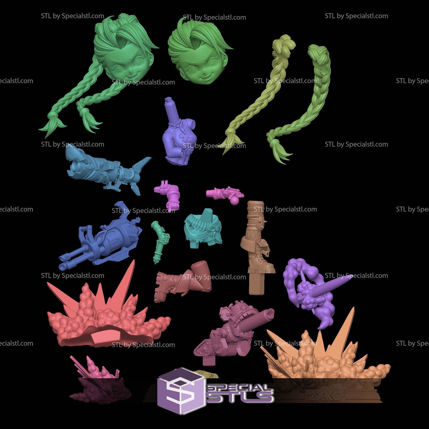 Jinx 2XKO Chibi STL Files 3D Model — view 4