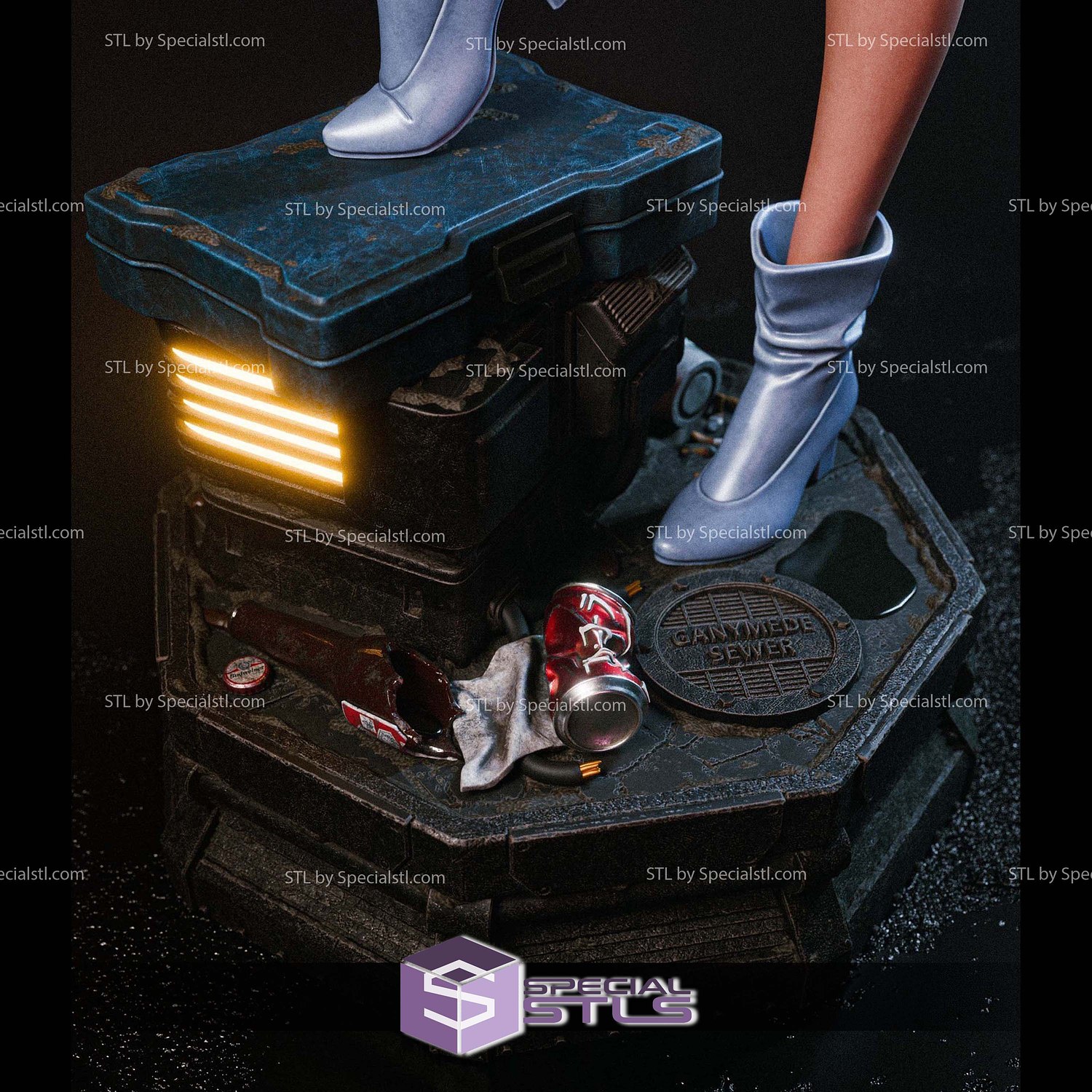 Faye Valentine Light Up Base STL Files 3D Model — view 6