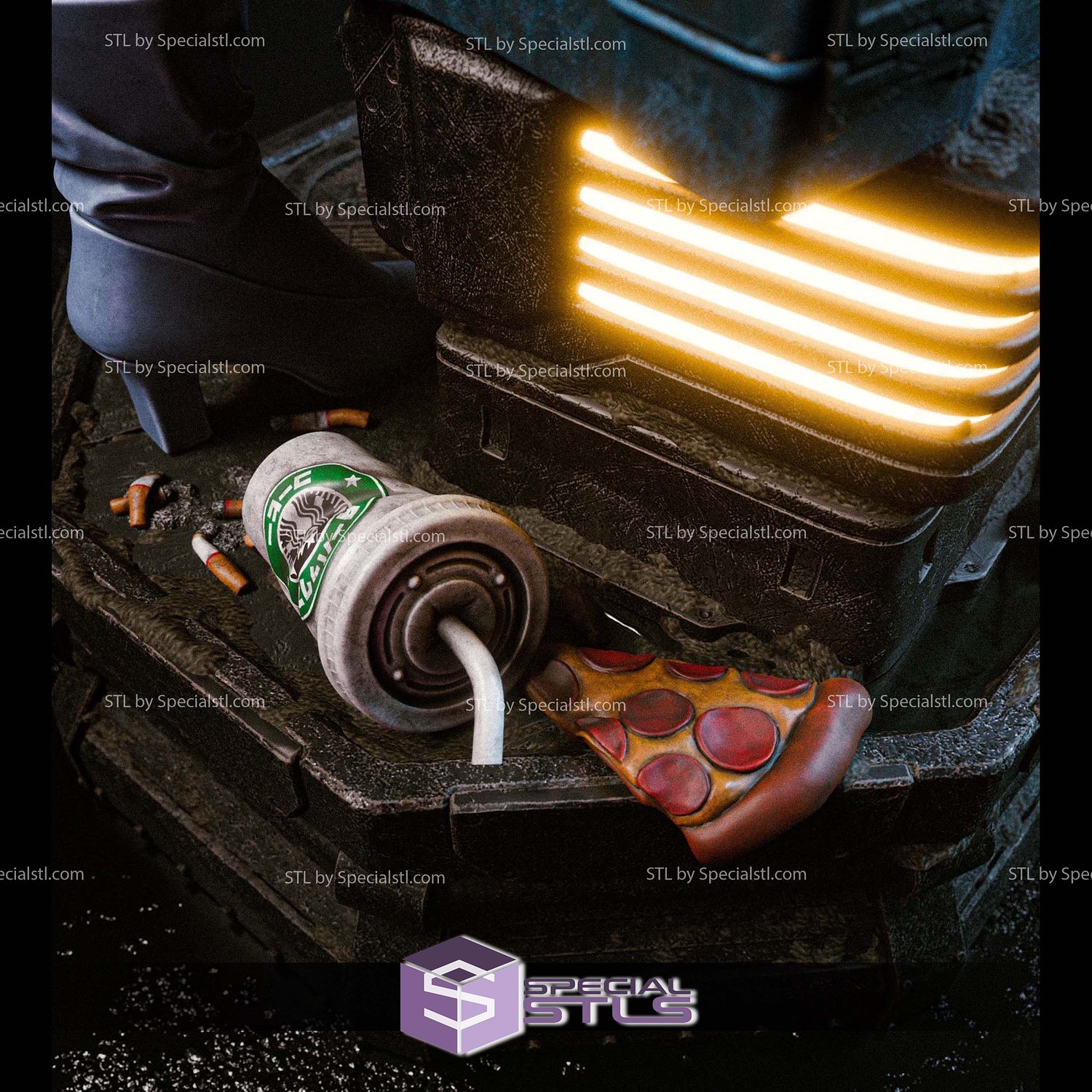 Faye Valentine Light Up Base STL Files 3D Model — view 8