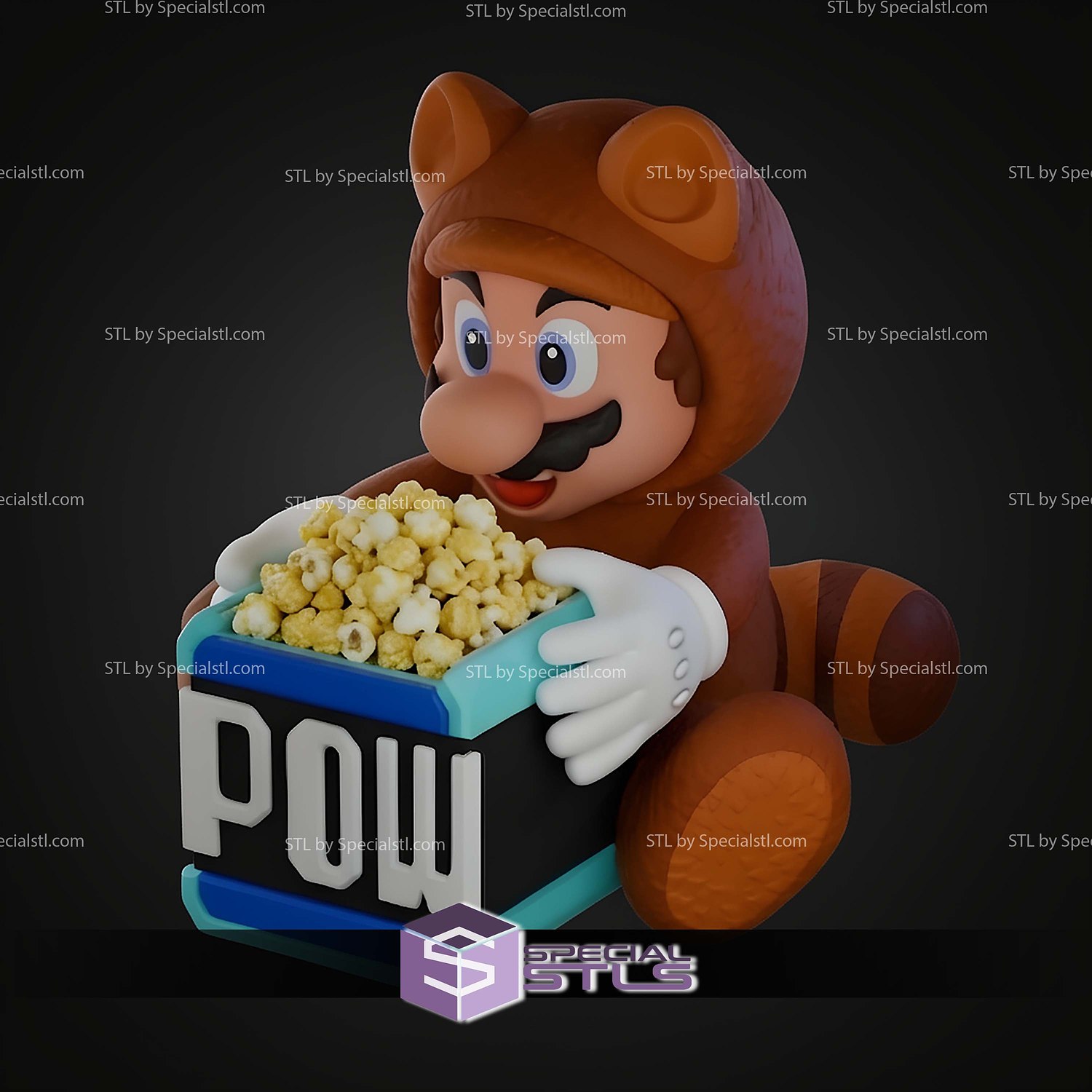 Mario Racoon Palomera Popcorn Bucket STL Files 3D Model — view 4