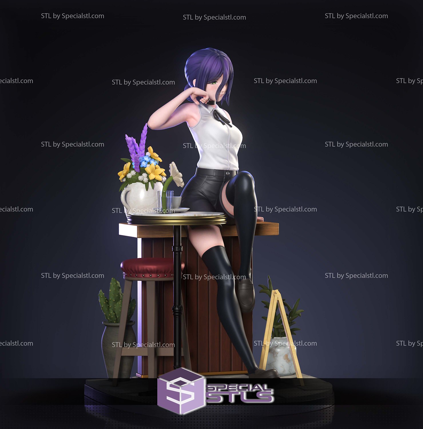 Reze Beautiful and Flower Chainsaw Man Digtial STL Files 3D Model — view 2