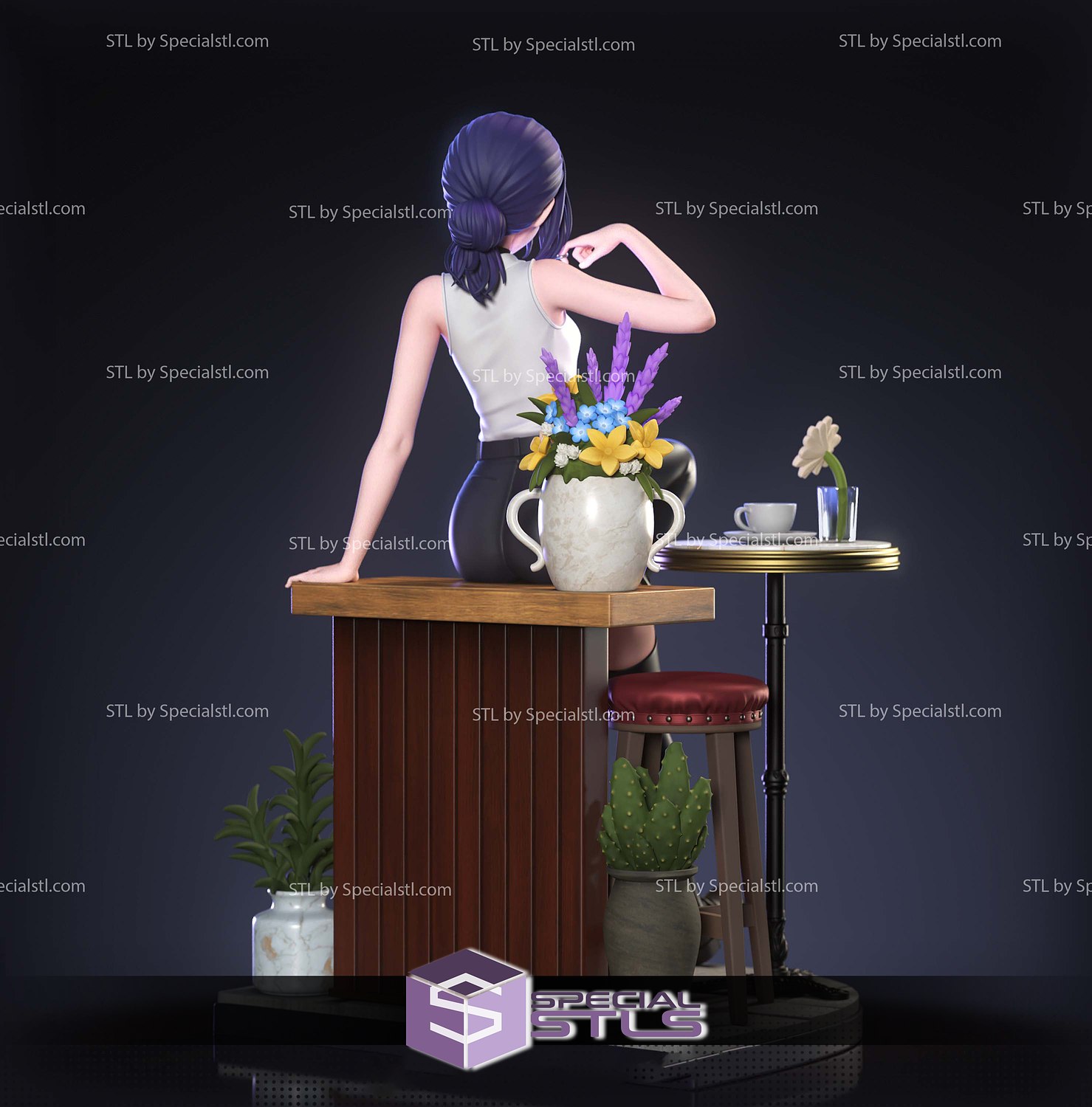 Reze Beautiful and Flower Chainsaw Man Digtial STL Files 3D Model — view 3