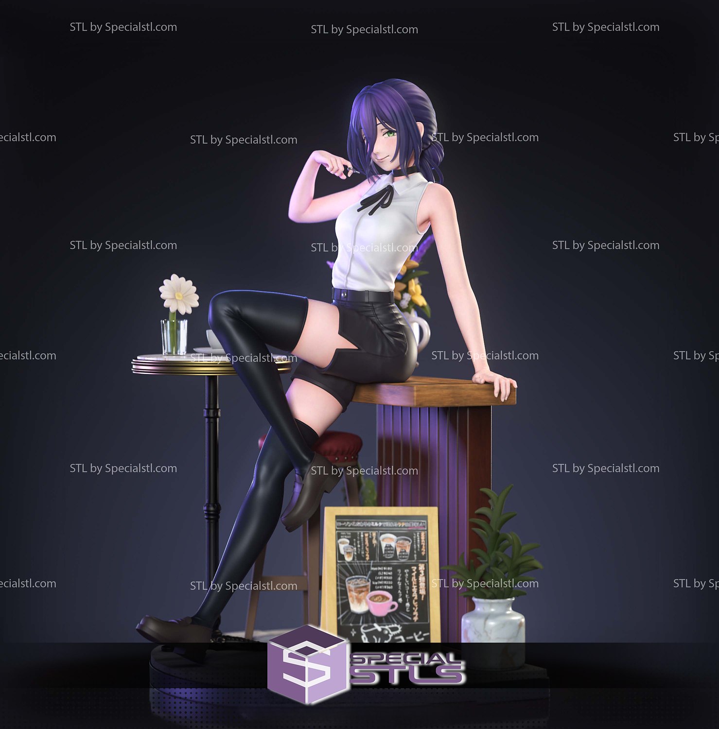 Reze Beautiful and Flower Chainsaw Man Digtial STL Files 3D Model — view 4