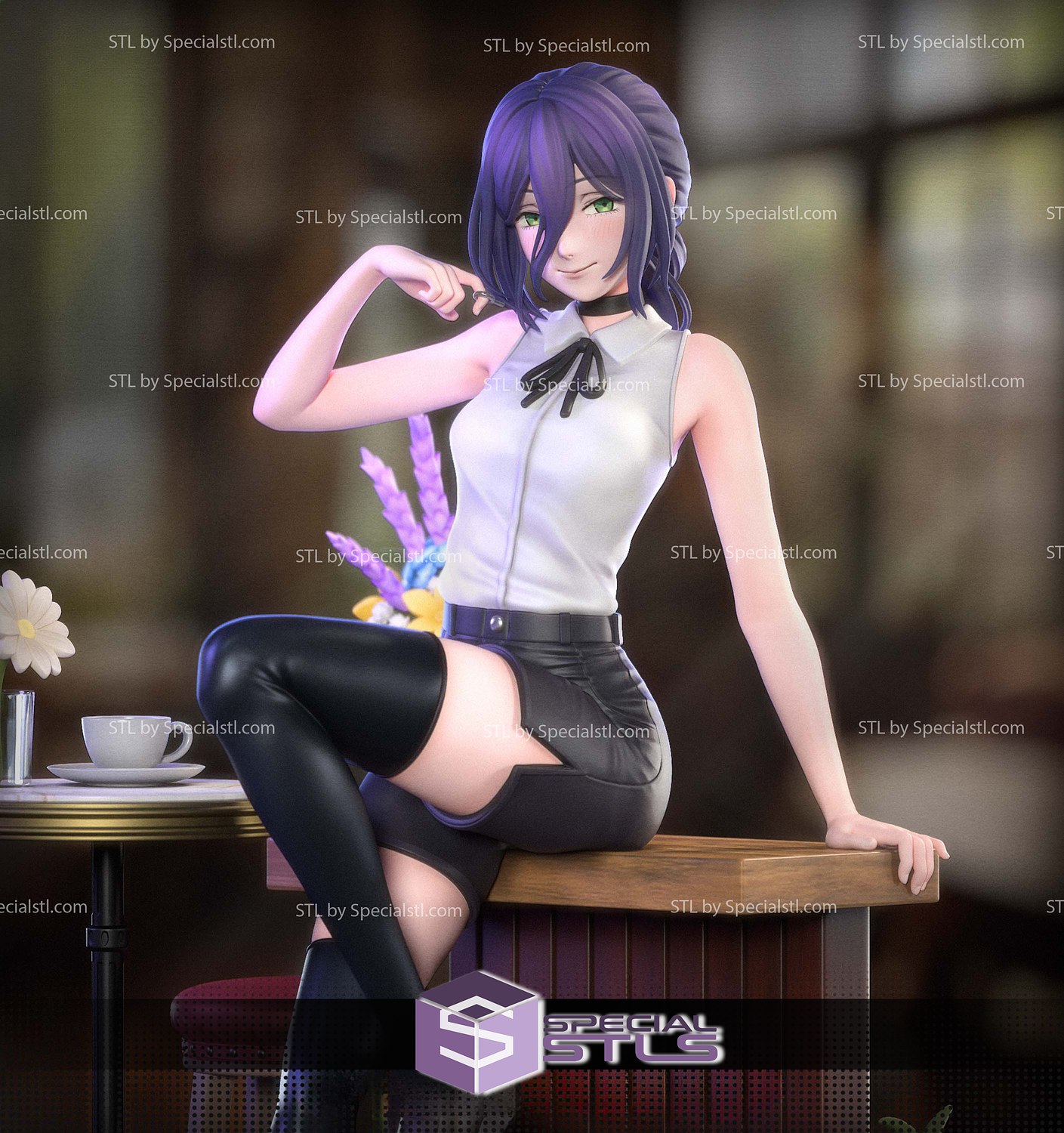 Reze Beautiful and Flower Chainsaw Man Digtial STL Files 3D Model — view 5