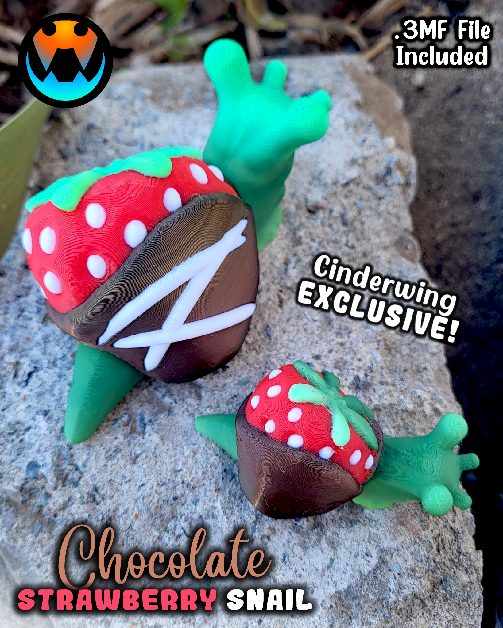 Tiny Chocolate Strawberry Snail 3D 3MF Model