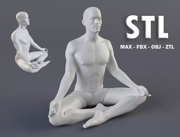 Man 1 STL in lotus position 3D ZTL Model