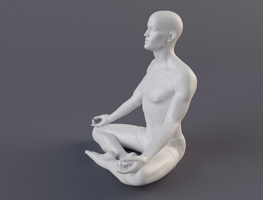 Man 1 STL in lotus position 3D ZTL Model — view 2