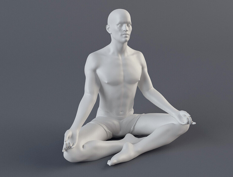 Man 1 STL in lotus position 3D ZTL Model — view 3