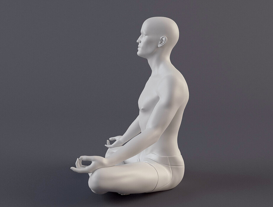 Man 1 STL in lotus position 3D ZTL Model — view 4
