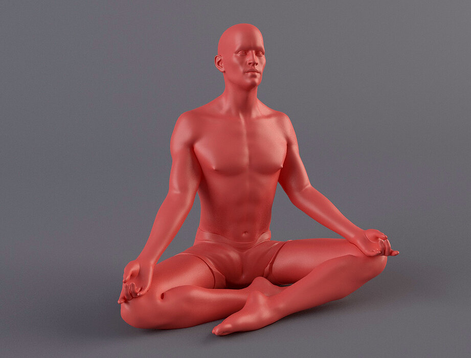 Man 1 STL in lotus position 3D ZTL Model — view 7