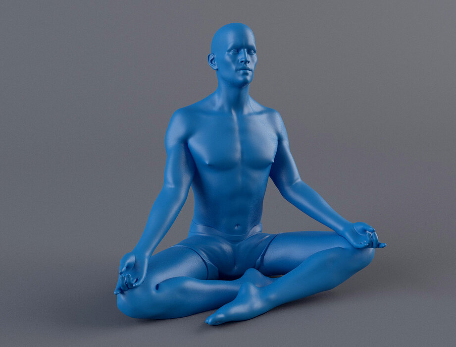 Man 1 STL in lotus position 3D ZTL Model — view 8