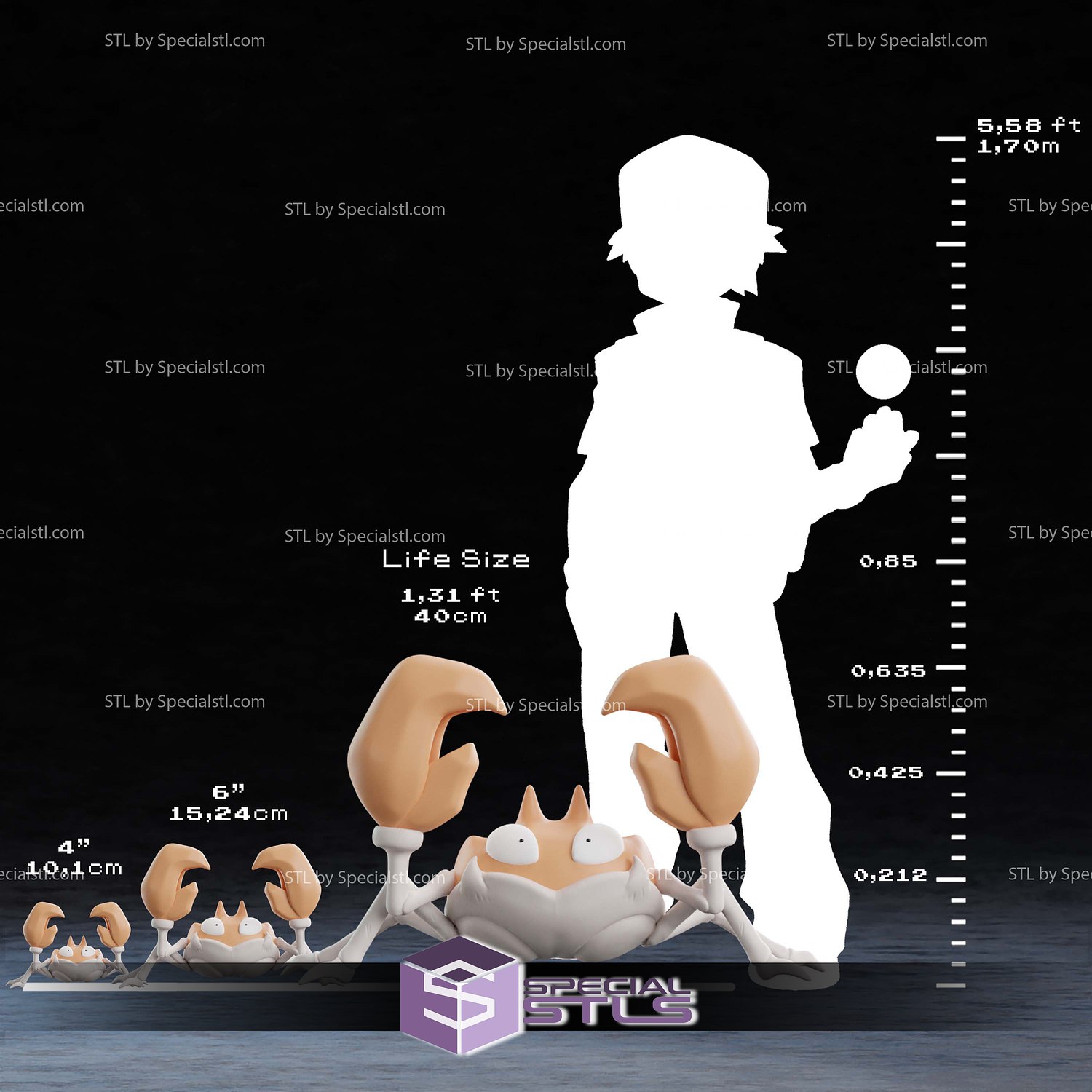Life Sized Krabby Pokemon 3D Printer Files STL Model — view 4