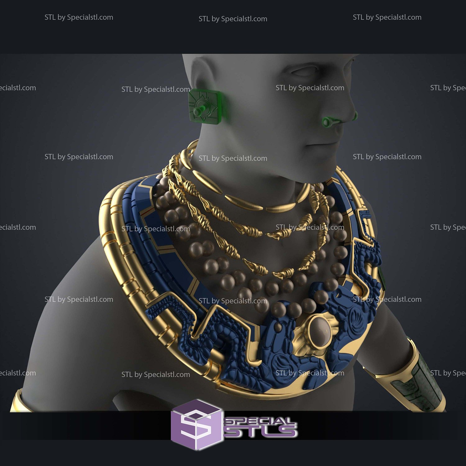 Cosplay STL Files Namor Armor and Spear 3D Model — view 4