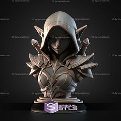 Mini Fantasy STL Collection Shadow Elf Bust 3D Model