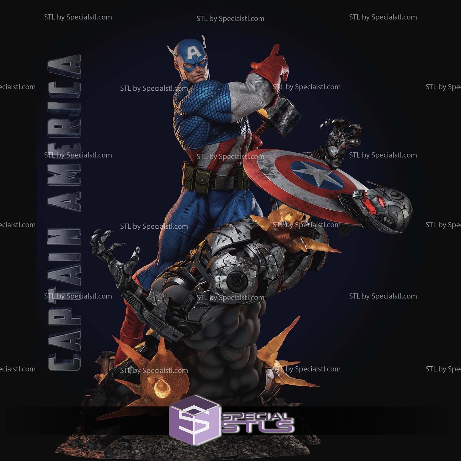 Captain America Comics and Ultron STL Printer Files 3D Model — view 4