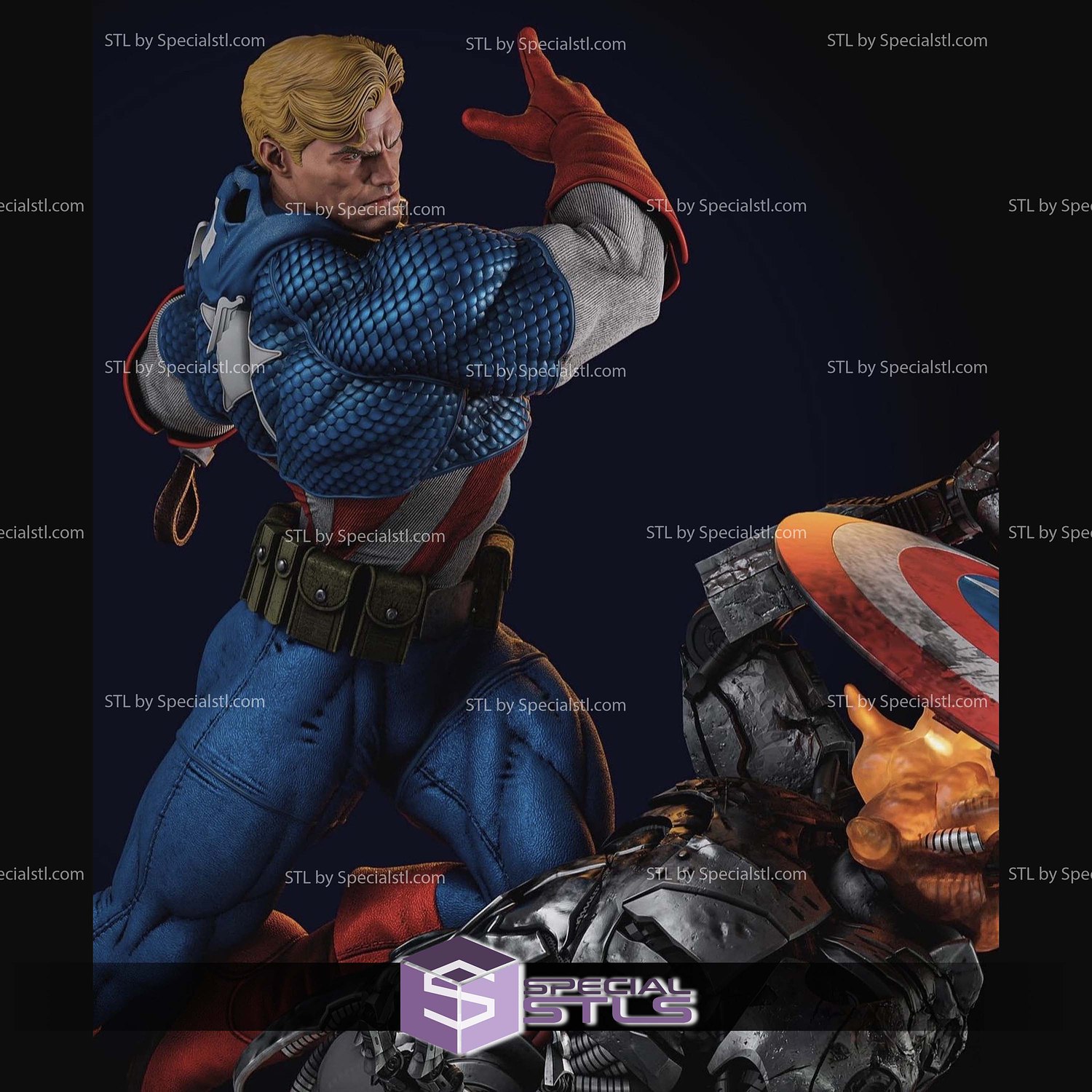 Captain America Comics and Ultron STL Printer Files 3D Model — view 5