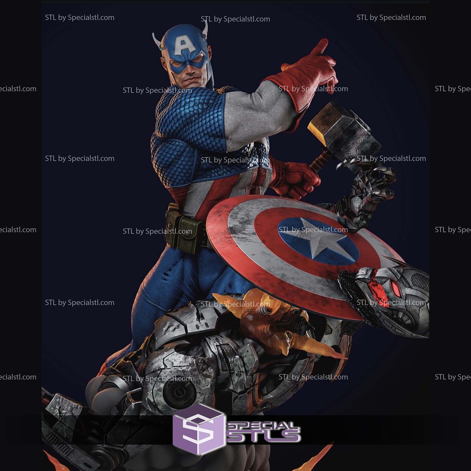 Captain America Comics and Ultron STL Printer Files 3D Model — view 6