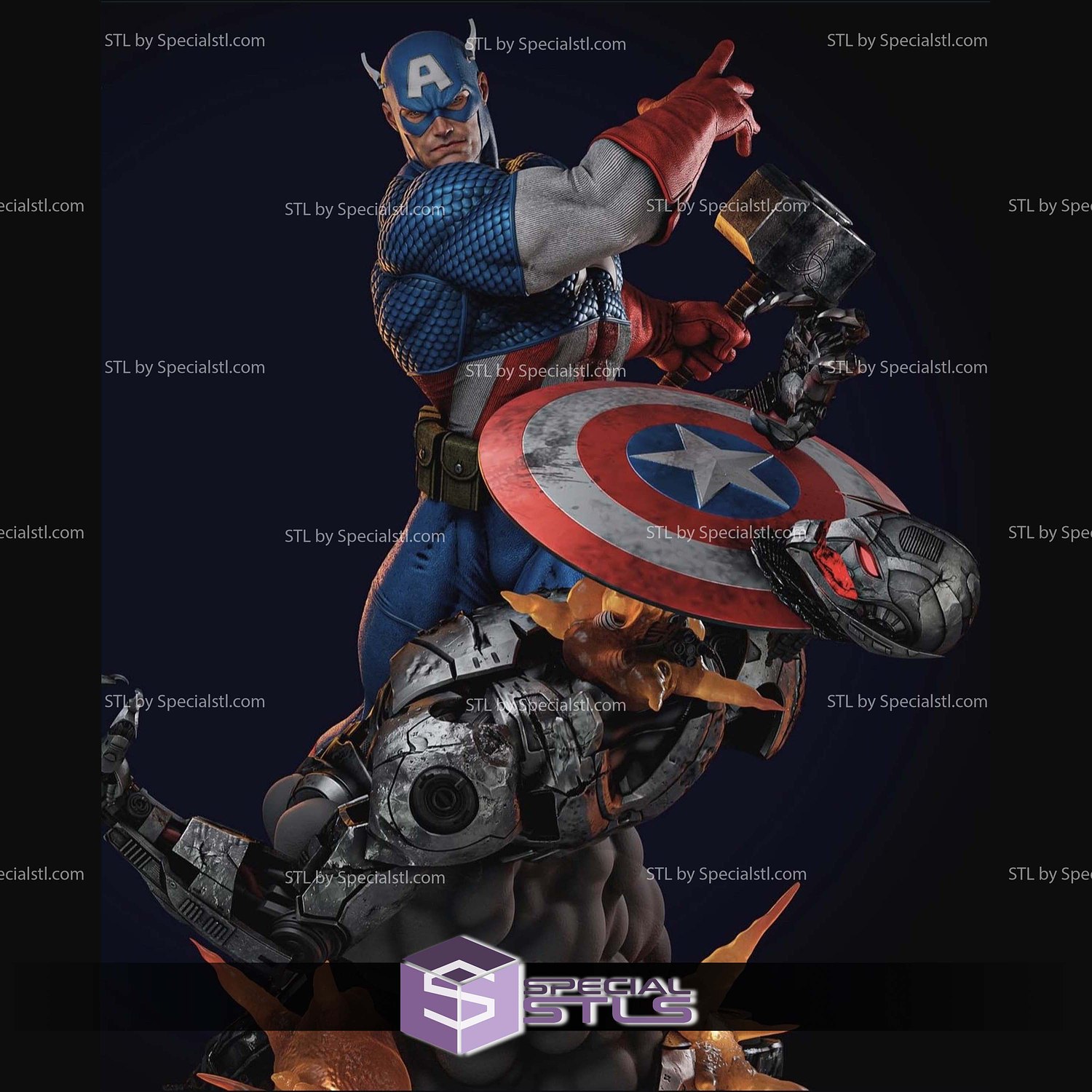 Captain America Comics and Ultron STL Printer Files 3D Model — view 7