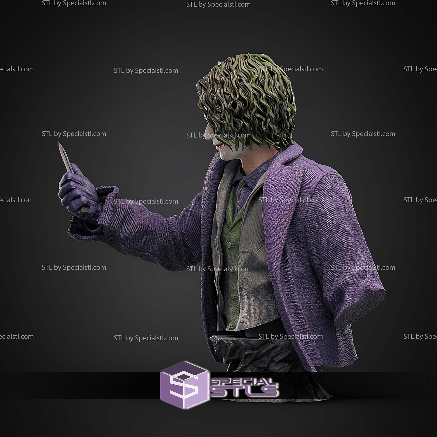 The Clown Joker Heath Ledger Bust 159mm STL Files 3D Model — view 2