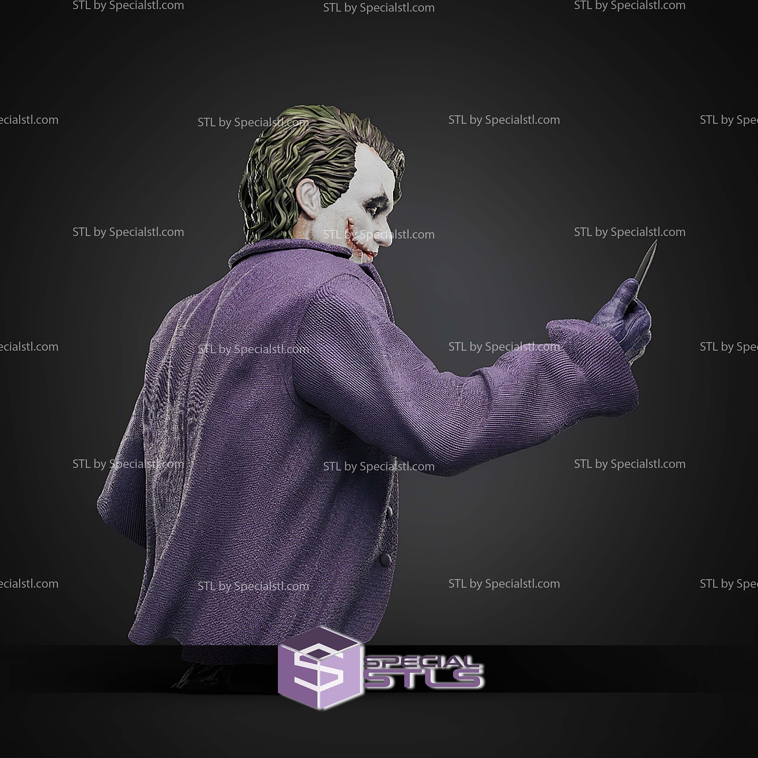 The Clown Joker Heath Ledger Bust 159mm STL Files 3D Model — view 3