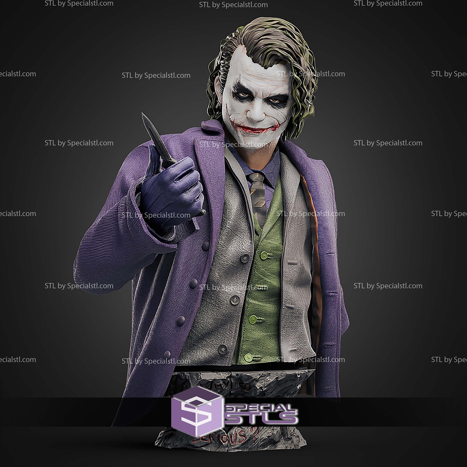 The Clown Joker Heath Ledger Bust 159mm STL Files 3D Model — view 5