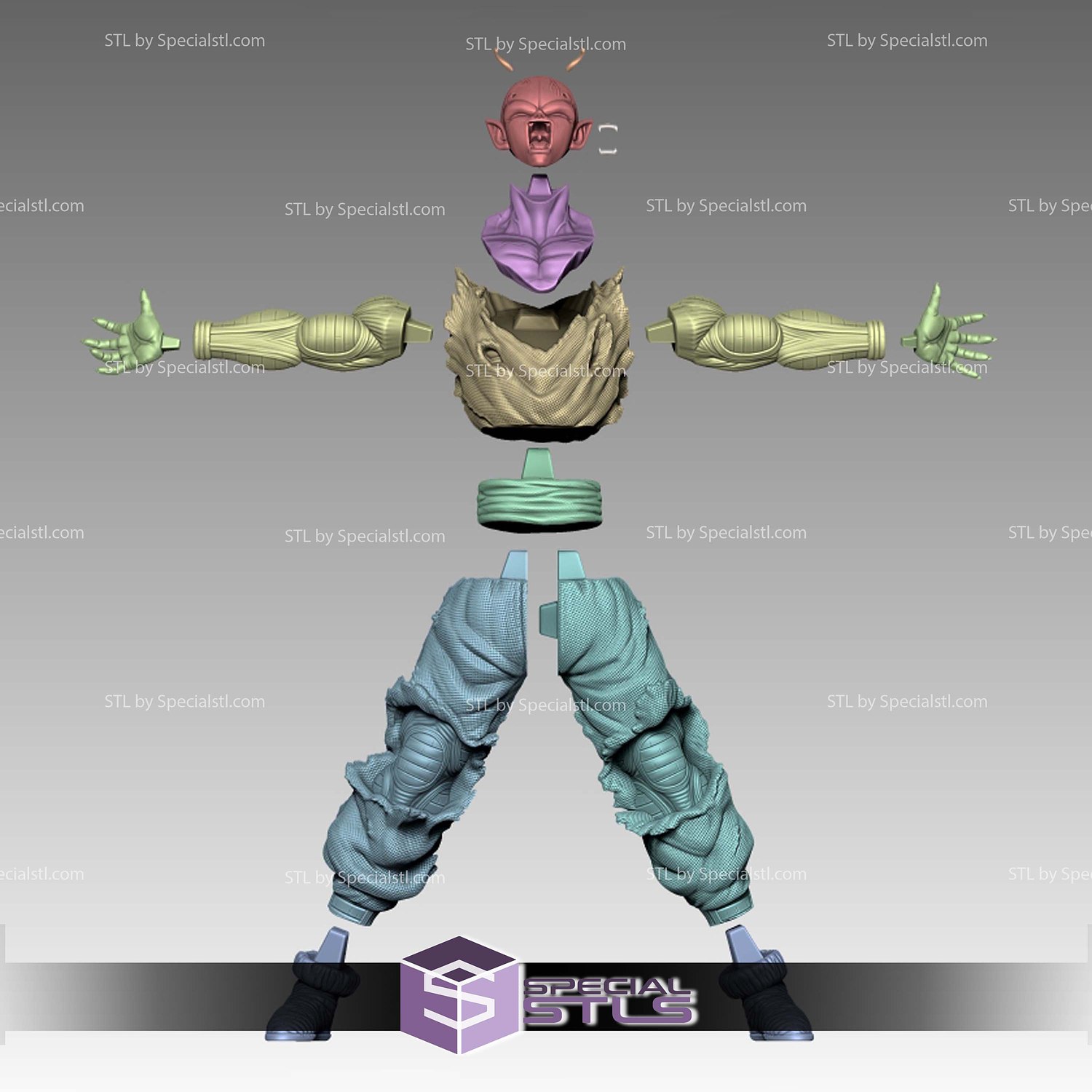 Piccolo Fighting STL Files 3D Model — view 3