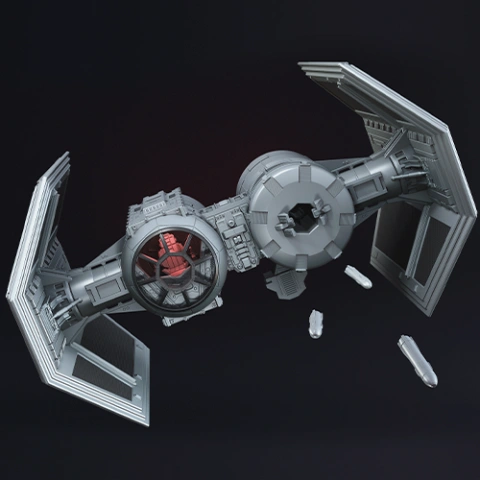 TIE Bomber 3D Printing Model | Assembly + Action STL Model