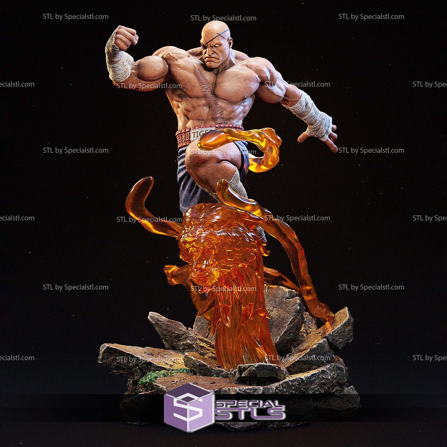 Sagat Tiger 3D Printer Files STL Model — view 3