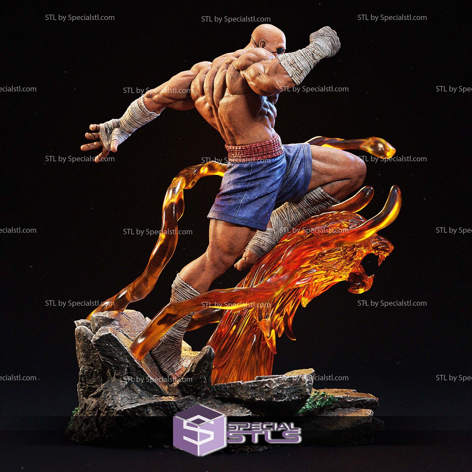 Sagat Tiger 3D Printer Files STL Model — view 6