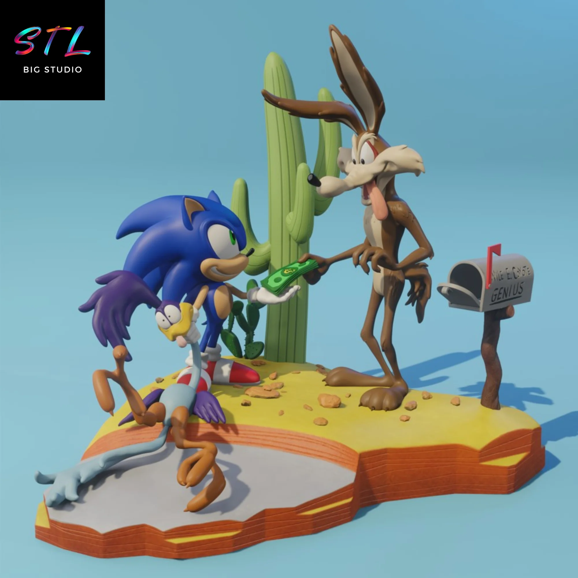 STL Diorama | The Coyote’s Revenge | Sonic x Looney Tunes | 3D Printing Model