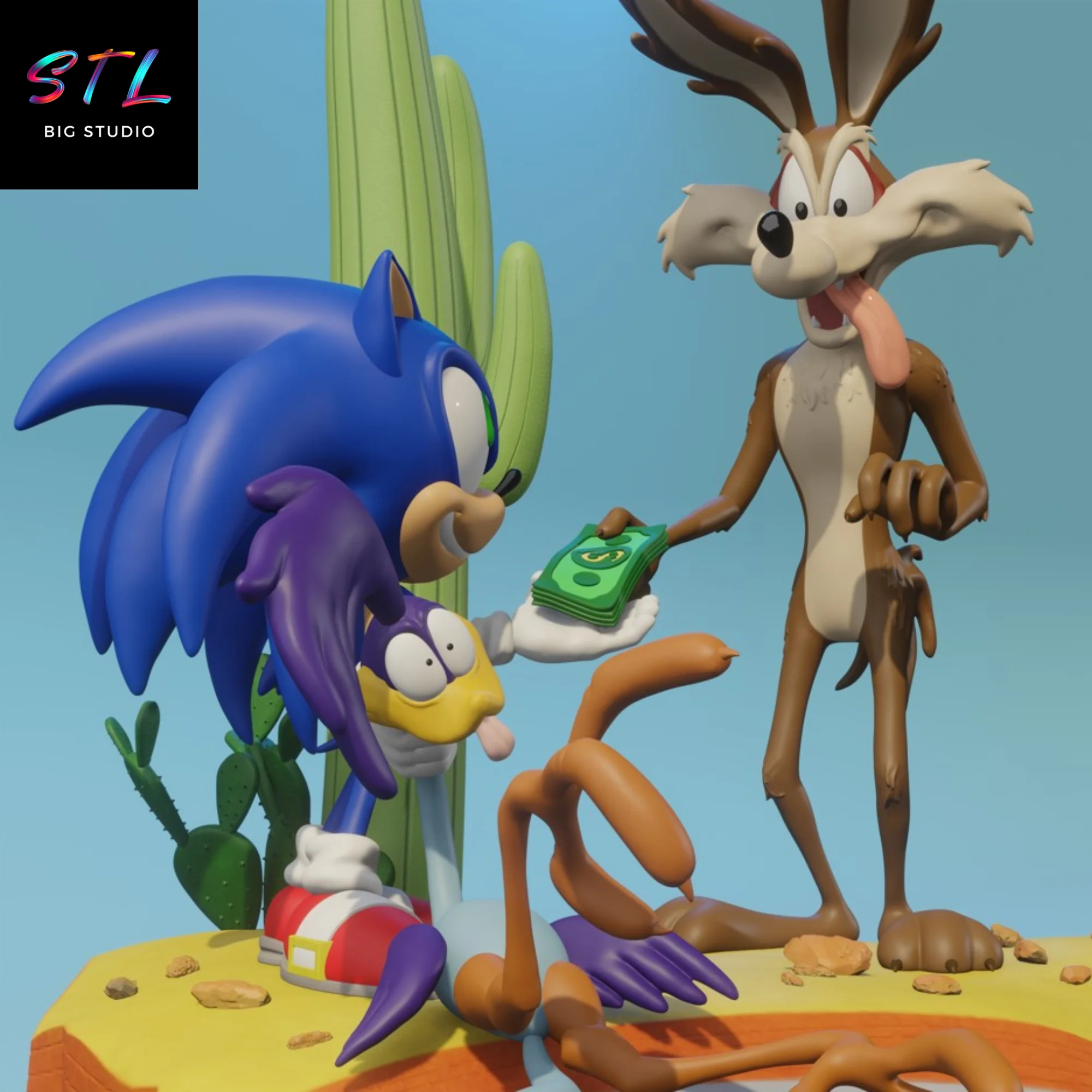 STL Diorama | The Coyote’s Revenge | Sonic x Looney Tunes | 3D Printing Model — view 3