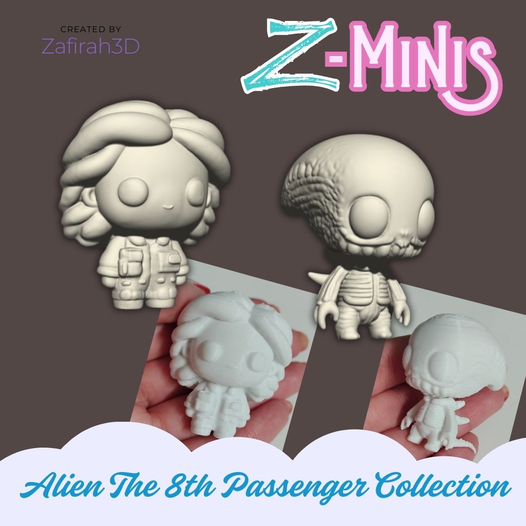 Z-Minis Alien and Ripley 3D STL Model