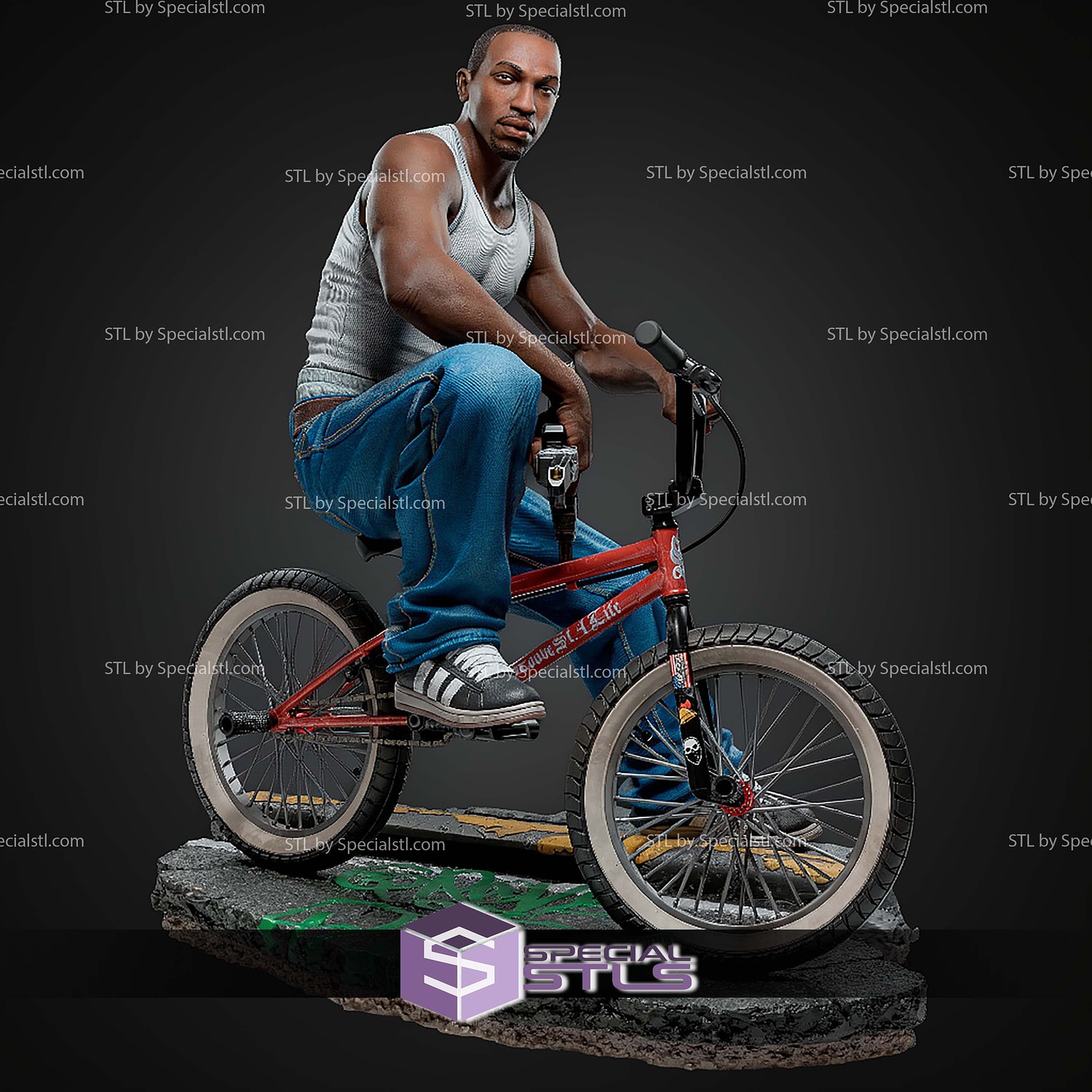 Carl Johnson GTA Bicycle 265mm STL Files 3D Model — view 4