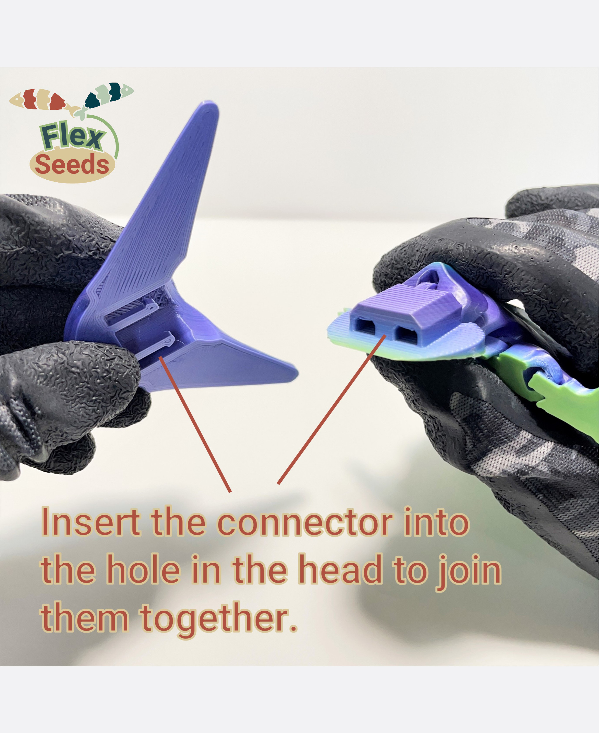 Flexi Diplocaulus (print-in-place) 3D STL Model — view 3