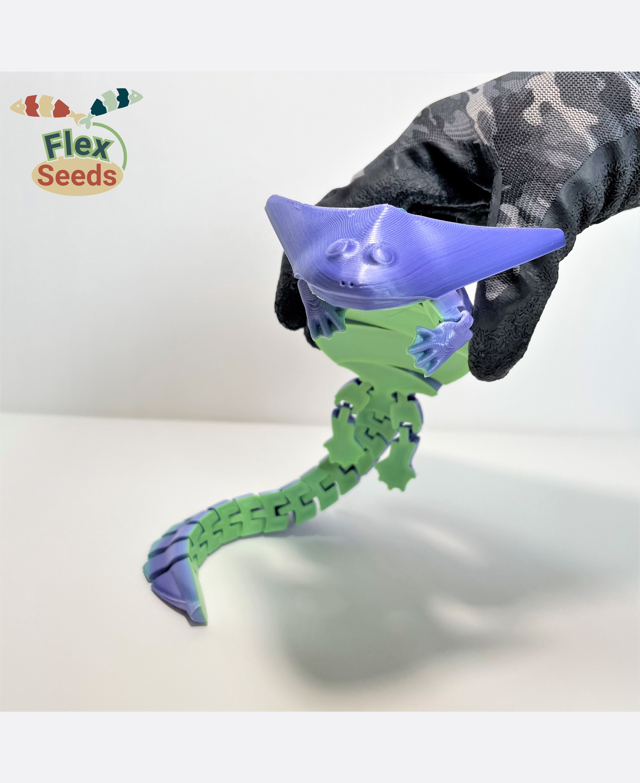 Flexi Diplocaulus (print-in-place) 3D STL Model — view 7