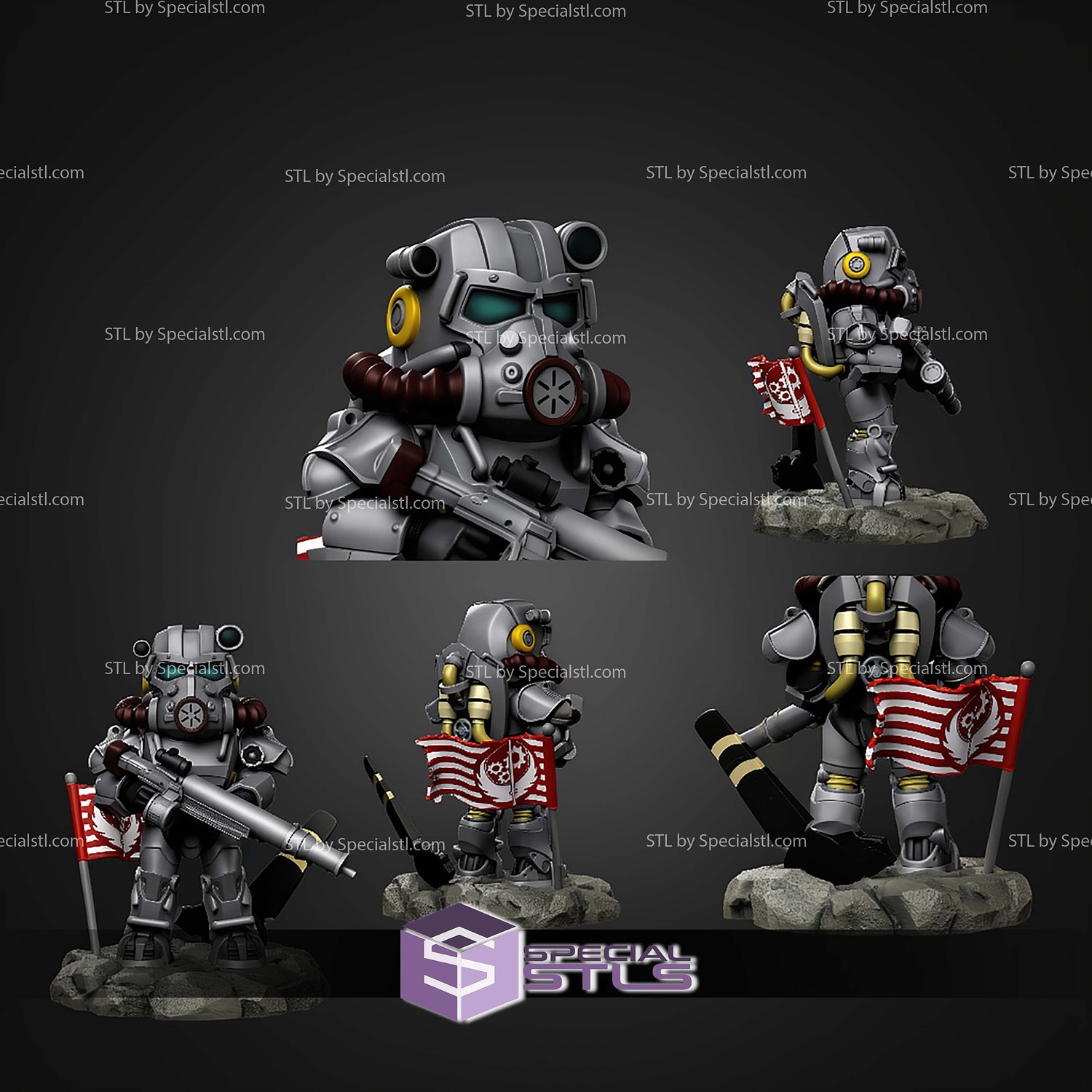 T-60 Fallout Chibi STL Files 3D Model — view 2