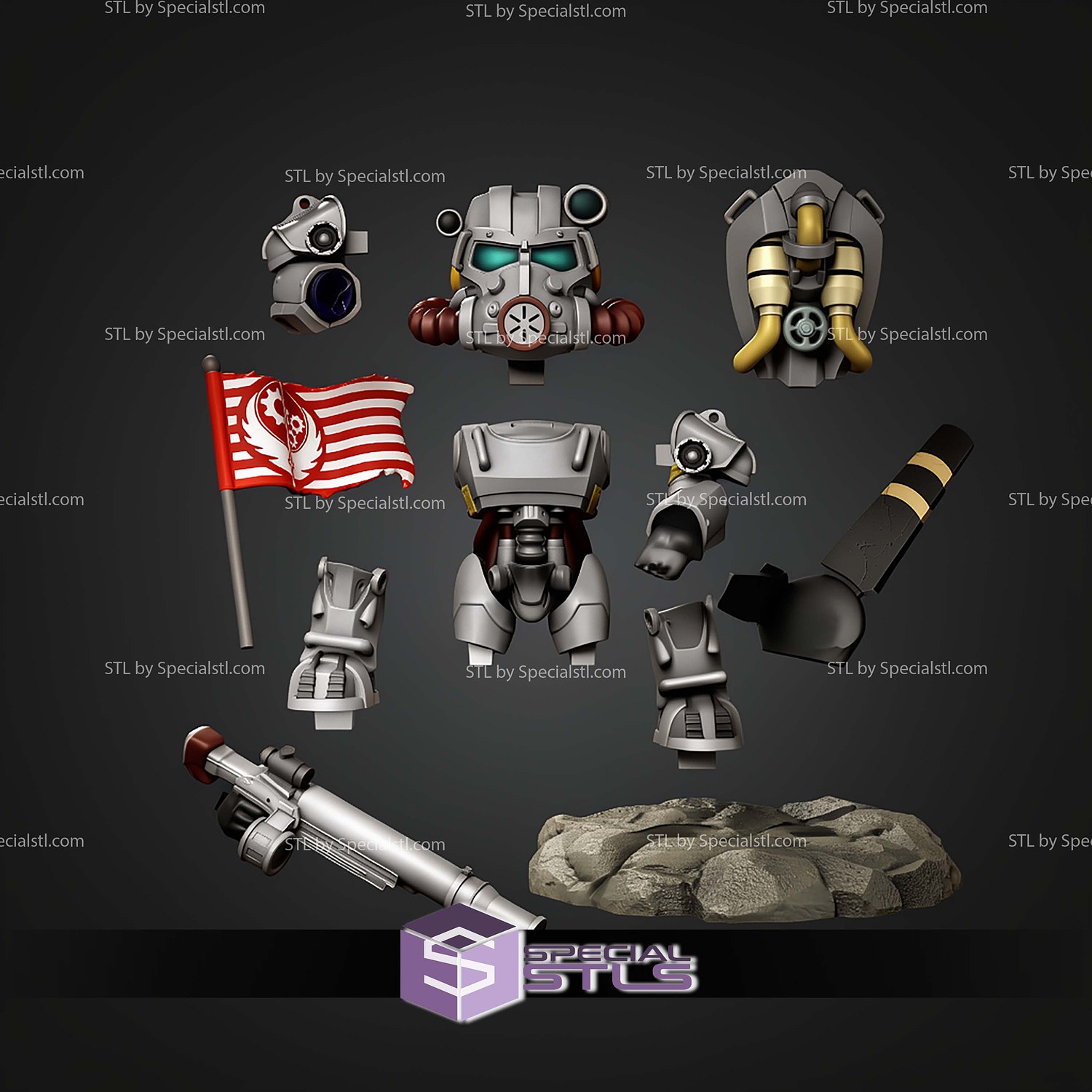 T-60 Fallout Chibi STL Files 3D Model — view 3