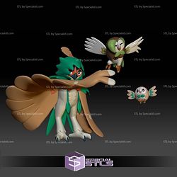 Pokemon STL Collection Rowlet Dartrix Decidueye 3D Model