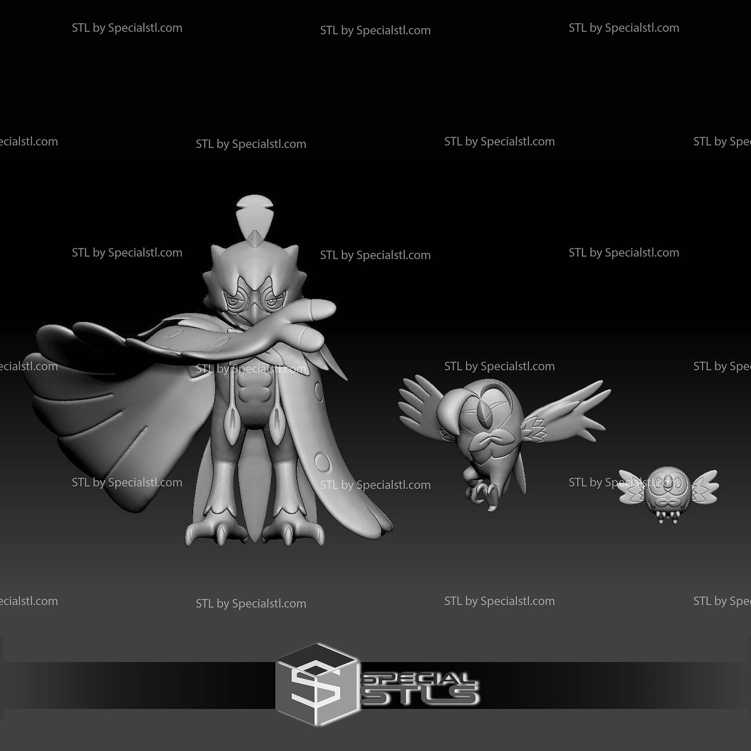 Pokemon STL Collection Rowlet Dartrix Decidueye 3D Model — view 2