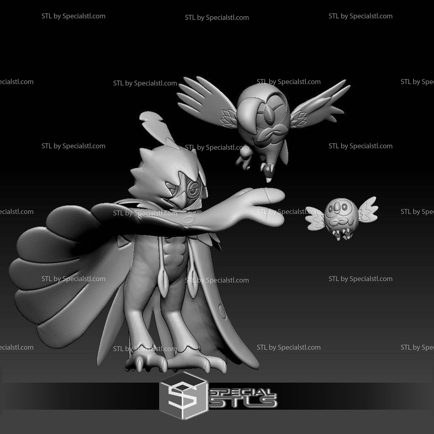 Pokemon STL Collection Rowlet Dartrix Decidueye 3D Model — view 4