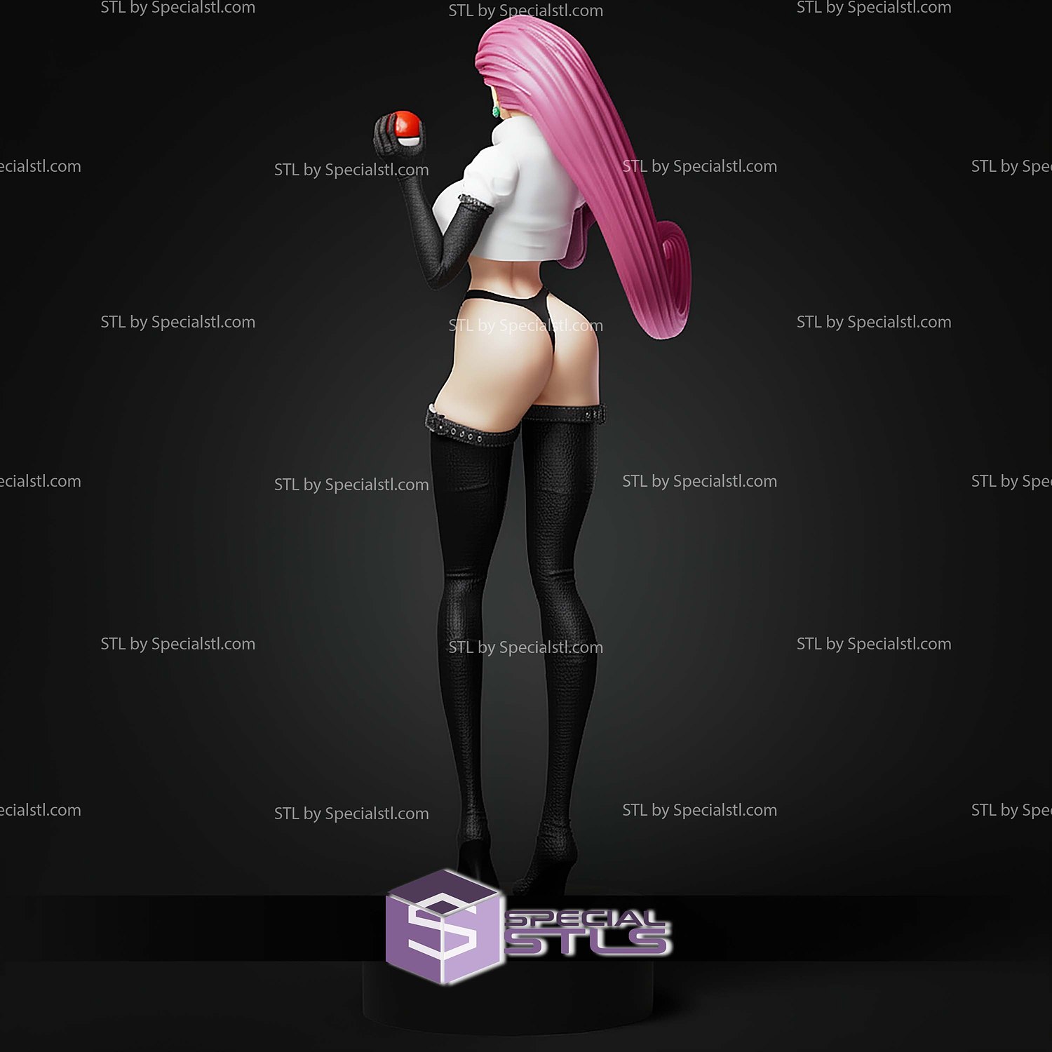 Jessie Pokemon And Pokeball STL Files 3D Model — view 6