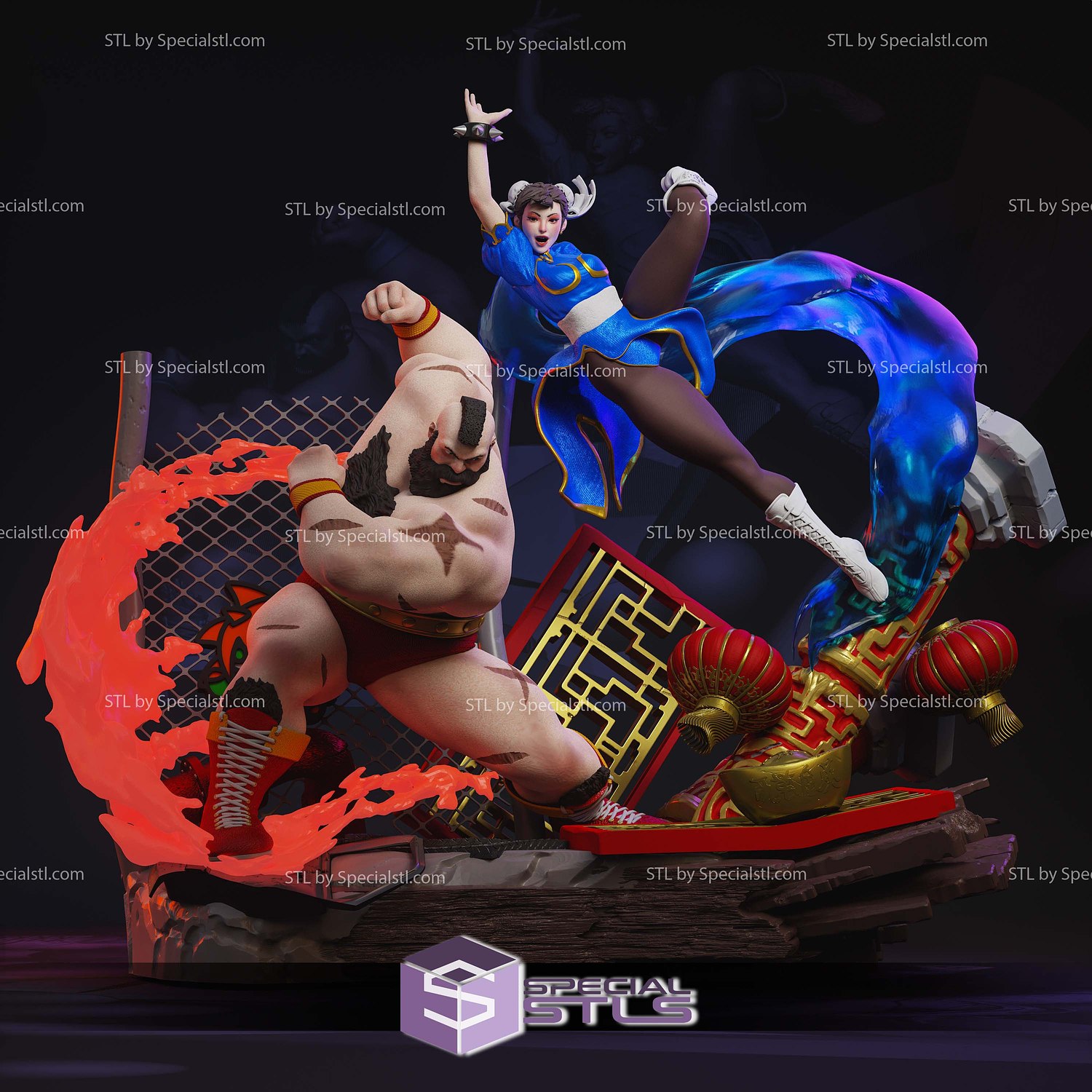 Chun Li vs Zangief Combitation 3D Printer Files STL Model — view 2