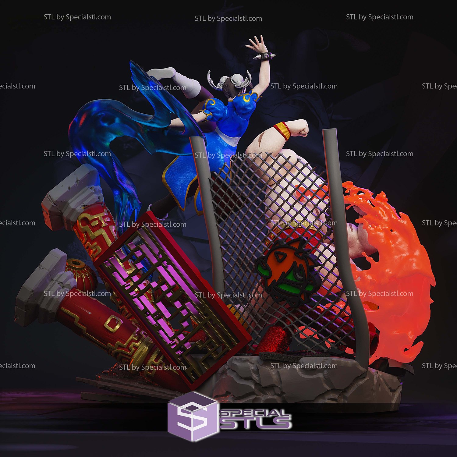 Chun Li vs Zangief Combitation 3D Printer Files STL Model — view 6