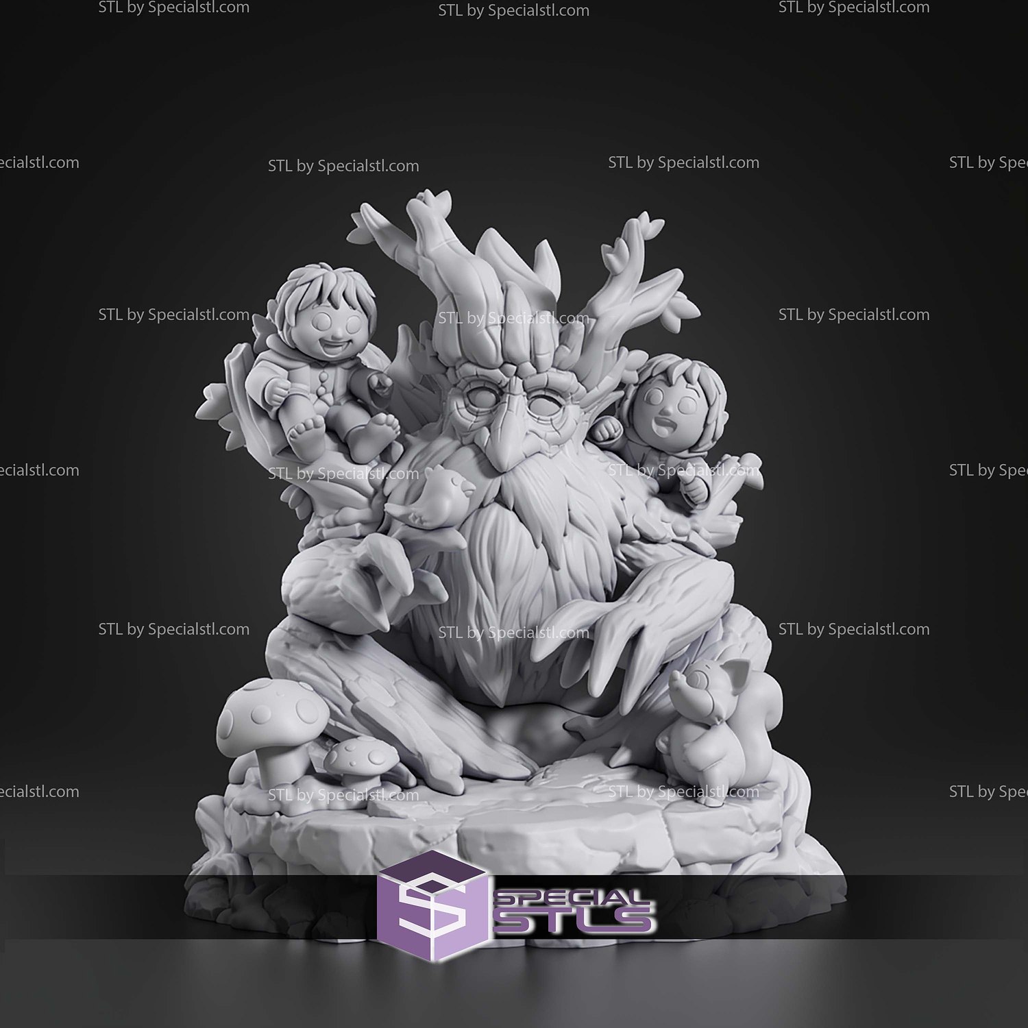 Chibi Tree Beard Lord Of The Rings 91mm STL Files 3D Model — view 2