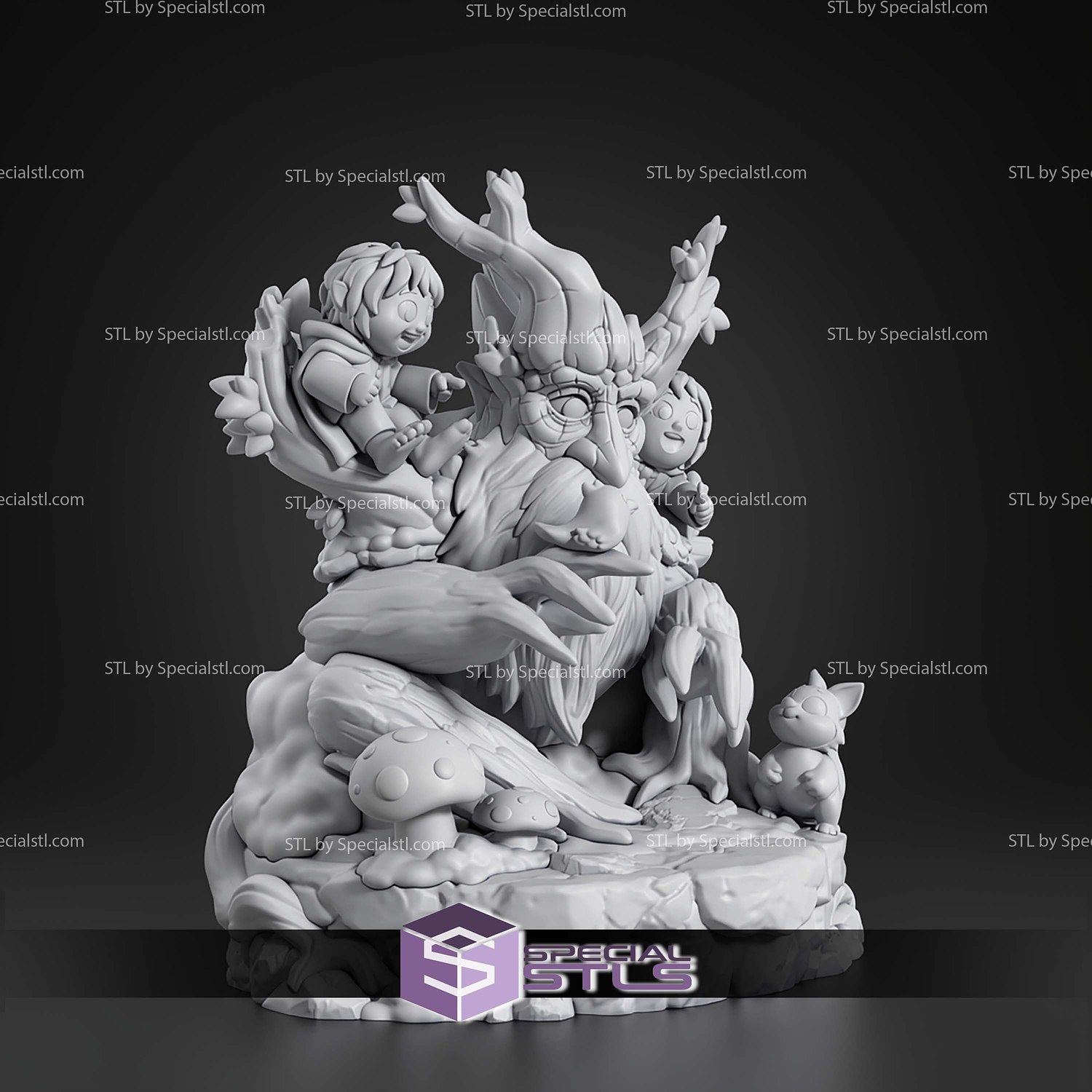 Chibi Tree Beard Lord Of The Rings 91mm STL Files 3D Model — view 3