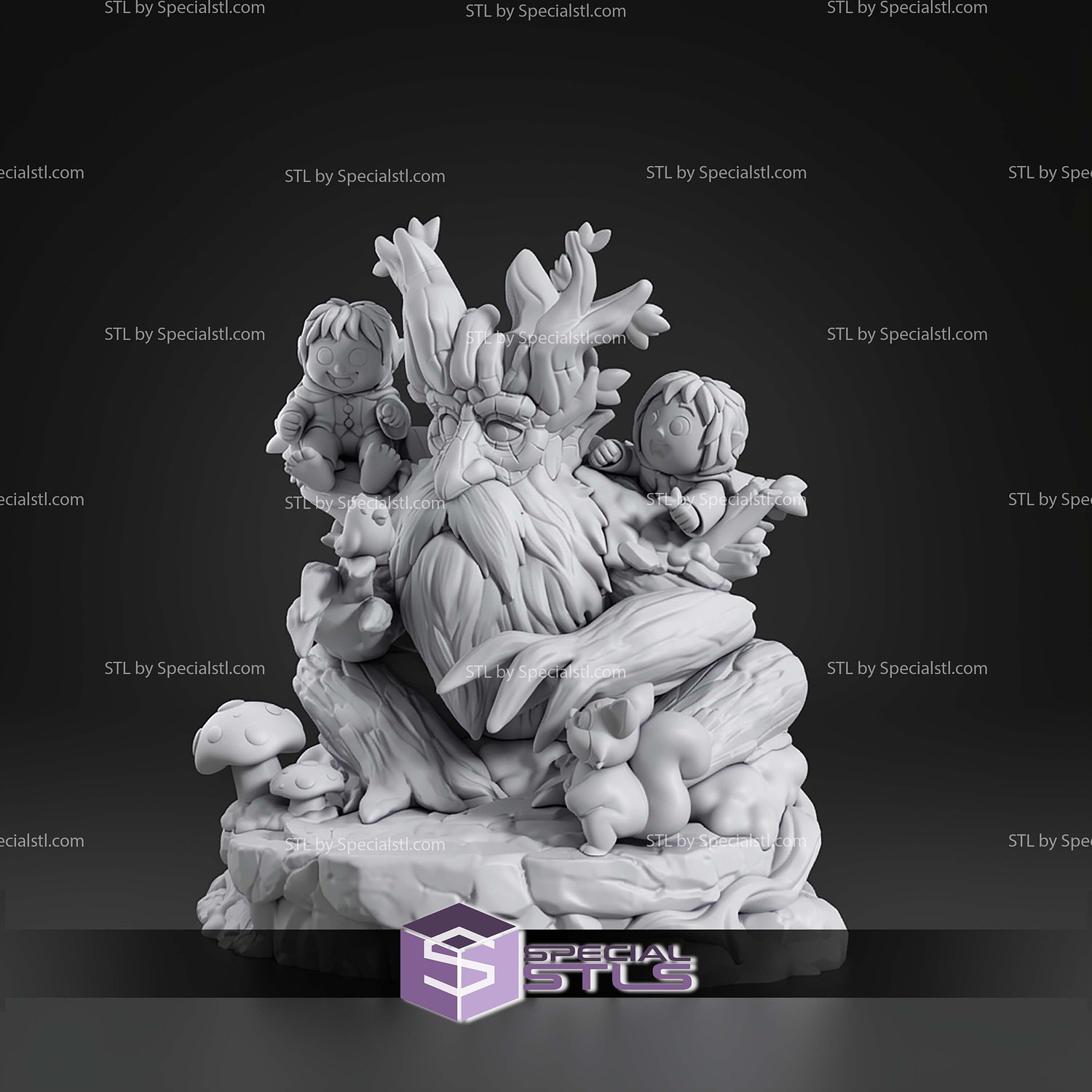 Chibi Tree Beard Lord Of The Rings 91mm STL Files 3D Model — view 4
