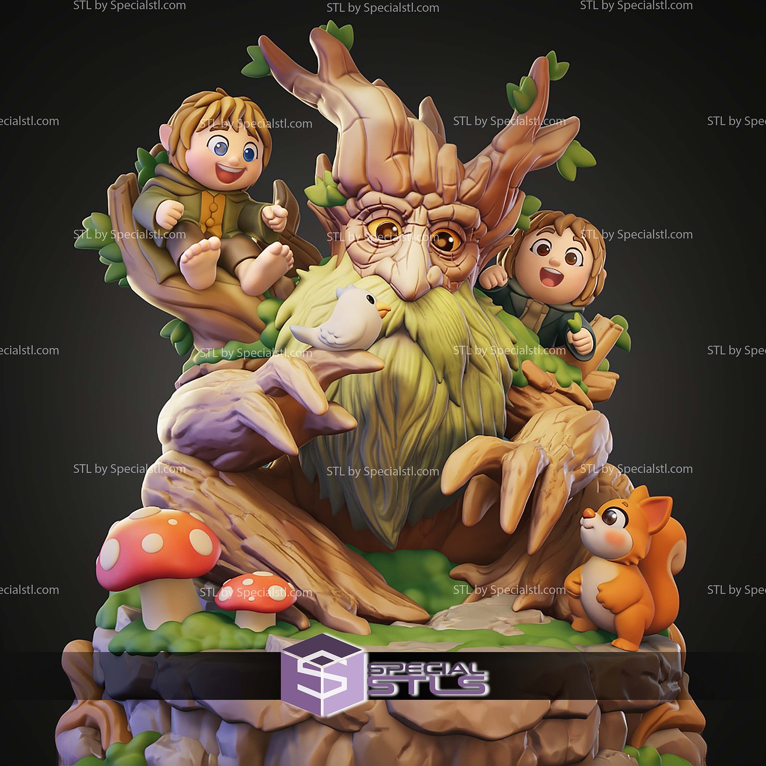 Chibi Tree Beard Lord Of The Rings 91mm STL Files 3D Model — view 6