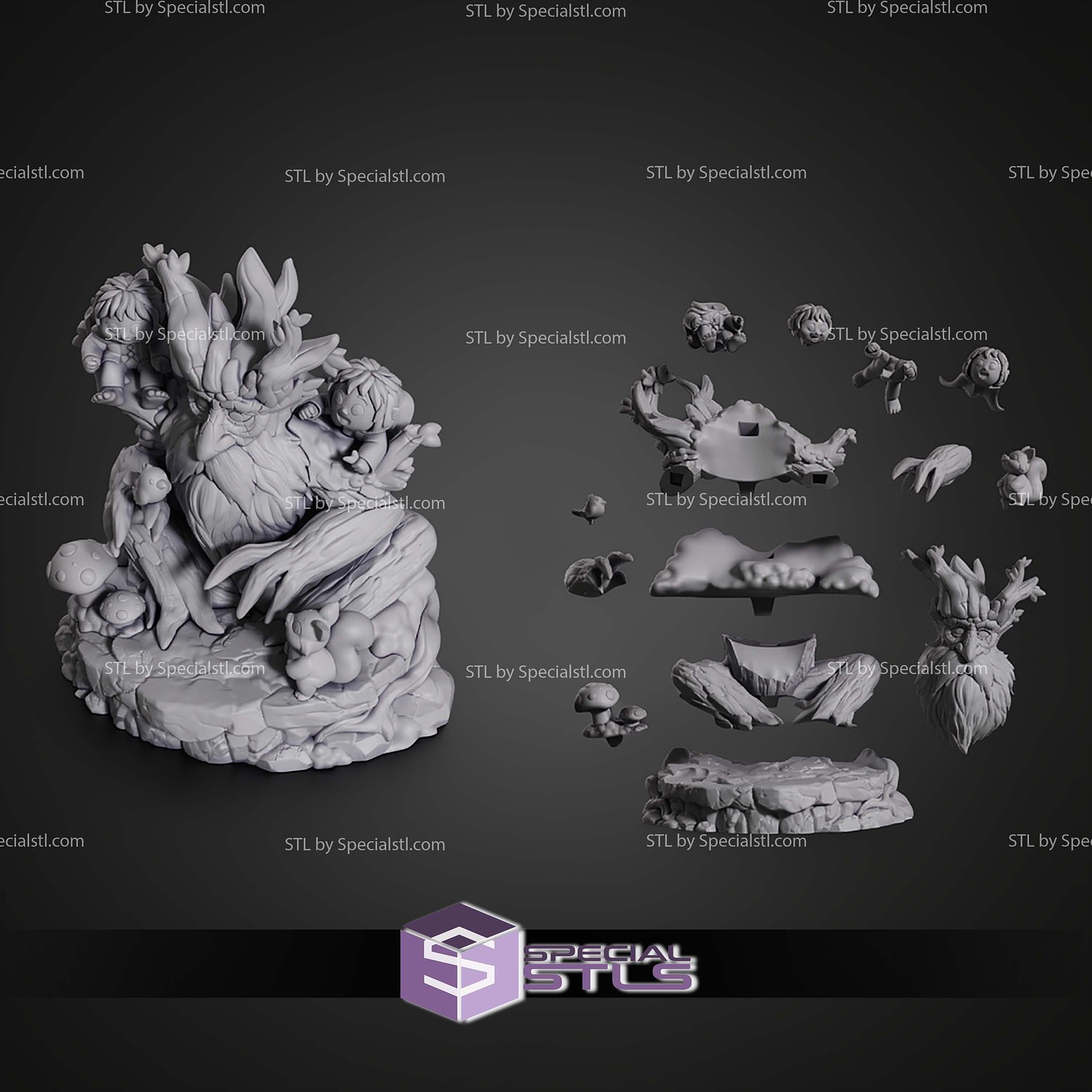 Chibi Tree Beard Lord Of The Rings 91mm STL Files 3D Model — view 7