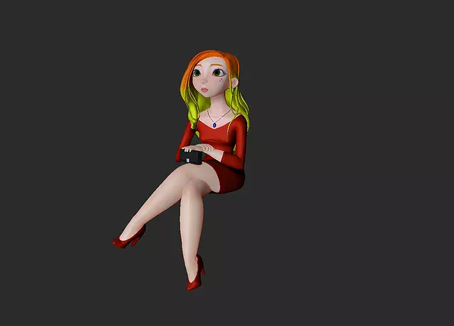waiting lady 3D OBJ Model